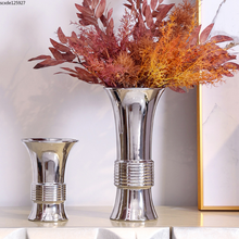 Estilo europeu de cerâmica galvanoplastia vaso luxo prata grande boca arranjo flor recipiente hidropônico ornamentos sala vaso 2024 - compre barato