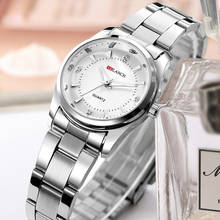 Relógio de pulso feminino de marca de luxo, relógio com pulseira pequena de quartzo com vestido, diamante, à prova d'água para presente 2024 - compre barato