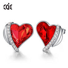 CDE-pendientes de cristal con forma de corazón rojo para mujer, joyería de Navidad, alas de Ángel, accesorios, envío gratis 2024 - compra barato