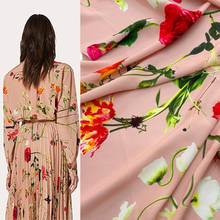 Fashion Carnation Flower Printed Soft Cady Linen Fabric For Woman Dress Blouse Pants Tissu Tela Хлопок материал DIY Cloth 2024 - buy cheap