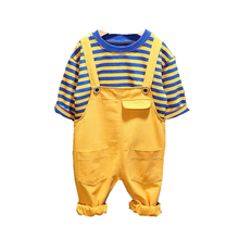 Spring Autumn Children Fashion Clothes Kids Boys Girls Striped T Shirt Bib Pants 2pcs/set Infant Clothing Baby Casual Sportswear 2024 - buy cheap