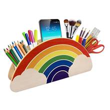 Wooden Pen Holder Rainbow Desktop Office Stationery Tube Small Object Organizer Creative Pen Holder Office Supplies Storage 2024 - buy cheap