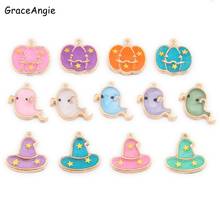 10PCS Enamel Charms Pendant Pumpkin Halloween Hat Ghost Necklace Jewelry Findings Handmade Necklace Collar DIY Anklet Keychain 2024 - buy cheap