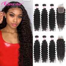 Brazilian Deep Wave Bundles With Closure Non-Remy Human Hair 3 and 4 Bundles With Lace Closure Queen Mary Human Hair Extensions 2024 - buy cheap