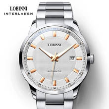 Lobinni marca superior clássico aço inoxidável relógios mecânicos automáticos masculino ultra fino dial branco analógico à prova dwaterproof água 2024 - compre barato