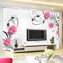 Beibehang-papel tapiz personalizado 3d con patrón de rosa, Fondo de tv para pared, sala de estar, dormitorio, hotel, pintura decorativa, papel de pared 2024 - compra barato