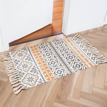 2020New Retro Bohemian Hand Woven Cotton Linen Carpet Rug Bedside Rug Geometric Floor Mat Living Room Bedroom Carpet Home Decor 2024 - buy cheap