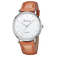 Женские роскошные часы ультра-тонкие Geneva модные простые часы женские для отдыха аналоговые кожаные кварцевые наручные часы 2024 - купить недорого