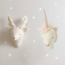 Unicorn/Deer Stuffed Toys 3D Animal Heads Wall Decor Hanging Nursery Wall Mounted for Kids Baby Room Decoration Christmas Gifts 2024 - buy cheap