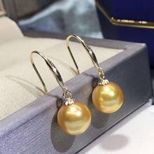 D727 Pearl Earrings Fine Jewelry Solid 18K Gold 8-9mm Sea Water Golden Pearls and 4-5mm Japan Akoya Pearls Earrings 2024 - buy cheap