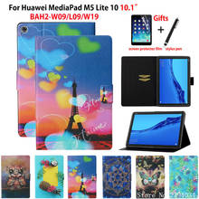 Para huawei mediapad m5 lite 10 caso capa BAH2-L09/w09/w19 10.1 "funda tablet moda pintado silicone plutônio suporte de couro escudo 2024 - compre barato