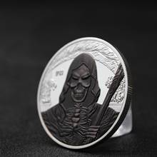 Moneda chapada en plata de calavera Grim Reaper, monedas de Horror de Halloween, colección de monedas de recuerdo, artesanía de arte 2024 - compra barato