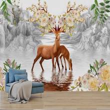 Diantu-papel tapiz 3D para sala de estar, dormitorio, estudio, Mural de pared, sueño moderno, bosque, ciervo, pintura de estilo chino, papel tapiz 2024 - compra barato