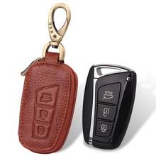 Genuine Leather Car Remote Key Fob Shell Cover Case For Hyundai Santa Fe Grand ix45 Centennial Genes Protector car styling 2024 - buy cheap