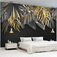 Papel de parede com mural 3d personalizado, estilo nórdico, pintado à mão, plantas tropicais, folhas de ouro, sala de estar, quarto, fundo, foto, papel de parede 2024 - compre barato