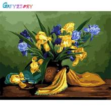 Gatyztory-pintura por números de flores, cuadro para colorear por números sobre lienzo, pinturas acrílicas, conjunto de marcos decorativos, decoración del hogar 2024 - compra barato