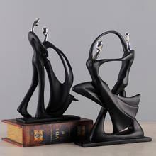 Escultura humana moderna y abstracta, estatua de resina negra, accesorios de decoración para el hogar, regalo, escultura de pareja de resina geométrica 2024 - compra barato