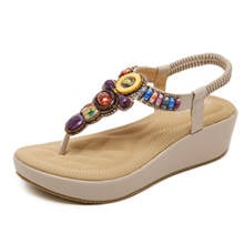 Zapatos de playa bohemios para mujer, calzado Retro con cuentas, sandalias de plataforma, talla 35, 37, 39, 42, 2021 2024 - compra barato