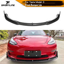 Carbon Fiber Front Bumper Chin Lip Splitters Protector for Tesla Model 3 2017 2018 2019 Front Bumper Lip Spoiler 2024 - buy cheap