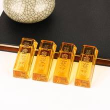 1pcs Feng Shui Chinês Lingotes de Ouro Paperweight De Vidro Cristal Amarelo Sorte Decoração Da Casa Da Família 65 barras de Ouro de Presente Da Moda x 25mm 2024 - compre barato