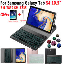 Светлая клавиатура с подсветкой чехол для Samsung Galaxy Tab S4 10,5 SM-T830 SM-T835 T830 T835 планшет кожаный чехол Bluetooth клавиатура 2024 - купить недорого