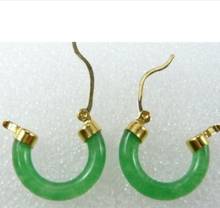 Hot Sell Fine lady's green jades natural jade Annular earrings 2024 - buy cheap