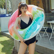 New Rainbow Swimming Circle Inflatable PVC Swimming Ring for Pool Kids Adult Pool Float Seat Summer Beach Party Toys 2024 - buy cheap