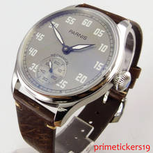 44mm parnis gray dial leather strap hand winding 6498 mechanical mens watch P804 2024 - buy cheap