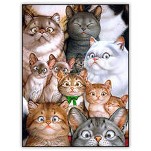 5D DIY pintura de diamante de dibujos animados lindo bordado de diamante para gatos punto de cruz mosaico Rhinestone decoración del hogar manualidad para regalo 2024 - compra barato