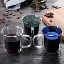 Double-Layer Glass 3 Styles 250ml Beer Wine Glass Cup Coffee Mug CupTea Milk Cold Fruit Juice Mug Drinkware Green Blue Liner Cup 2024 - buy cheap