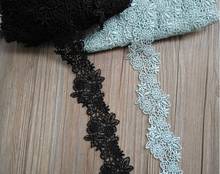 1 Yard Mint Green Black Polyester Flower Embroidered Lace Edge Trim Ribbon Applique Fabric Handmade DIY Sewing Craft Decoration 2024 - buy cheap