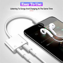 Зарядный кабель для iPhone 12 11 Pro Max 6s 7 8, Aux двойной разъем, сплиттер для Lightning на 3,5 мм, 2 в 1, аудиоадаптер для наушников 2024 - купить недорого