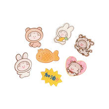 GiGirl Backpack Clothes Lapel Fixed Brooch Cute Cartoon Acrylic With Hat Bunny Bear Girl Brooch Pendant Badge Pin Accessories 2024 - buy cheap