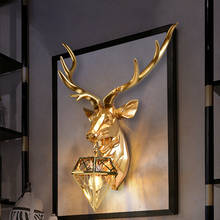 Modern Wall Lamp American Deer head Wall Lamps For Living Room Bedroom Nordic Home Art Decor E27 Gold Resin Wall Light Fixtures 2024 - buy cheap