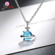 Dropshipping Universe Glass Bead Planets Pendant Necklace 925 Sterling Silver Chain 925 Silver Jewelry for Women Christams Gift 2024 - buy cheap