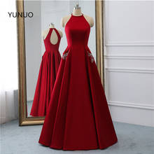 YUNUO Sexy Prom Dresses 2022 O-neck Beading Party Dress Sleeveless Evening Formal Gowns vestido de festa longo Real Photos 2024 - buy cheap