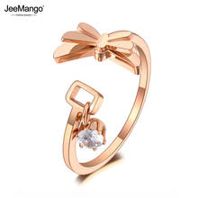 JeeMango-anillo de acero inoxidable con forma de libélula para mujer, sortija de Animal de oro rosa, Circonia cúbica, cristal, estilo bohemio, JR20035 2024 - compra barato