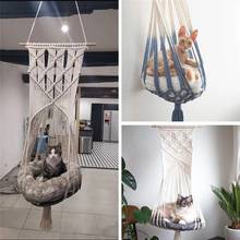 Cesta de algodão para animal de estimação, tecido à mão, pendurada na parede, macramé,, 5 tamanhos 2024 - compre barato