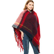 New fashion winter women's fashion temperamental tassel shawl warm thick large size high quality knit elastic patchwork poncho 2024 - buy cheap
