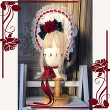 Sweet Lolita Princess Adult Bonnet Headdress Gothic Soft Girl Lace Rose Bonnet Summer Vintage Sun Hat Victorian Maid Cosplay 2024 - buy cheap