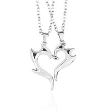 FYJS Unique Silver Plated Alloy Romantic Love Heart Pendant Couple Necklace for Valentine's Day Gift Jewelry 2024 - buy cheap