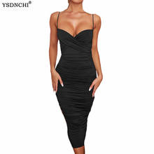 YSDNCHI Sexy Sleeveless Women Dress Cross Bust V Neck Backless Bandage Slim Midi Female Black Fashion Summer Vestidos 2021 2024 - buy cheap