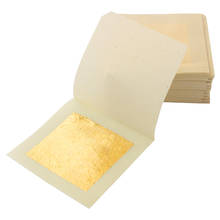 Folha de ouro original de 24k, 50 folhas, 99.99% folha de ouro comestível de 4.33x4.33cm para decoração, arte, spa 2024 - compre barato