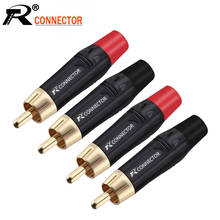 10pcs/lot RCA Male Plug Gold Plated RCA Connector Audio Speaker Plug Soldering Jack 5 Pairs Red+Black Wholesales 2024 - buy cheap