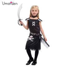 Umorden Black Child Girls Gothic Punk Pirate Costume with Necklace Halloween Purim Carnival New Year Party Costumes Dress Up 2024 - buy cheap