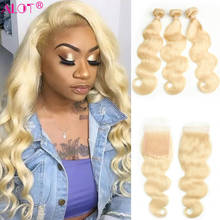 613 Bundles With Closure Brazilian Body Wave Human Hair 3 Bundles With Lace Closure Blonde Weave Bundles With 4x4 Closure Remy 2024 - buy cheap