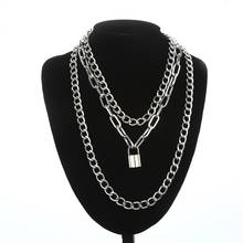 Layered Chain Necklace Cool Lock Goth Accessories Grunge Style Fairy Core Choker 2000s Aesthetic Y2k E Girl Jewelry 2024 - buy cheap