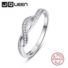 JQUEEN-Anillos Infinity de pavimentación de circón blanco Vintage para mujer, de Plata de Ley 925 auténtica, joyería fina, anillo clásico para Dedo de boda 2024 - compra barato