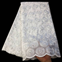 White Swiss Lace Fabric African Cotton Voile Lace  Nigerian Swiss Voile Lace with stones In Switzerland for Party dress TY-D01 2024 - buy cheap