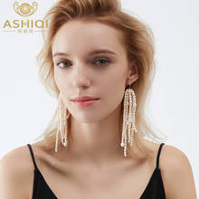 ASHIQI Natural freshwater pearl 925 sterling silver large drop earrings exaggerated long fringe personality fashion women 2024 - buy cheap
